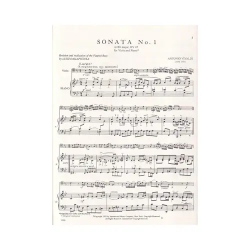 Six Sonatas For Viola