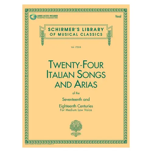 Twenty-Four Italian Songs And Arias Of The Seventeenth And Eighteenth Centuries For Medium Low Voice