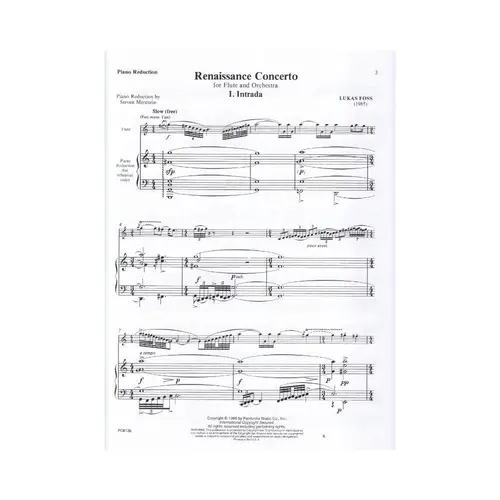 Renaissance Concerto For Flute And Orchestra (Flute And Piano)