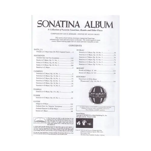 Sonatina Album For The Piano - Alfred Masterworks Edition