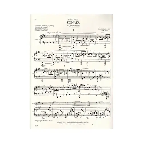 Sonata In A Major For Flute And Piano - Op.13