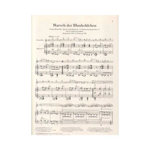 Marsch Der Blaukehlchen Fur Piccoloflote Und Klavier