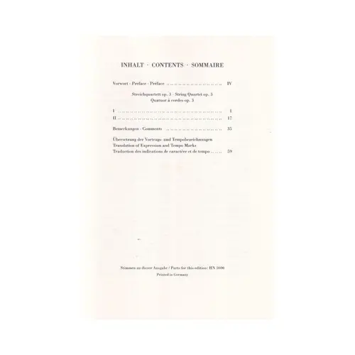 Streichquartett Opus 3 - Studien Edition