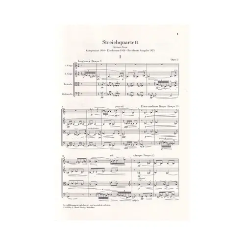 Streichquartett Opus 3 - Studien Edition