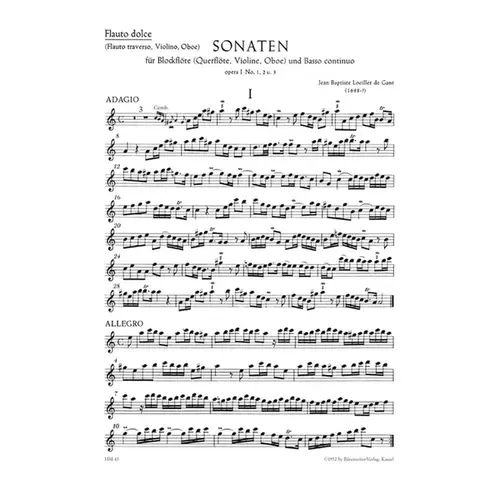 Sonatas For Recorder - Vol.1 - Op. 1/1-3