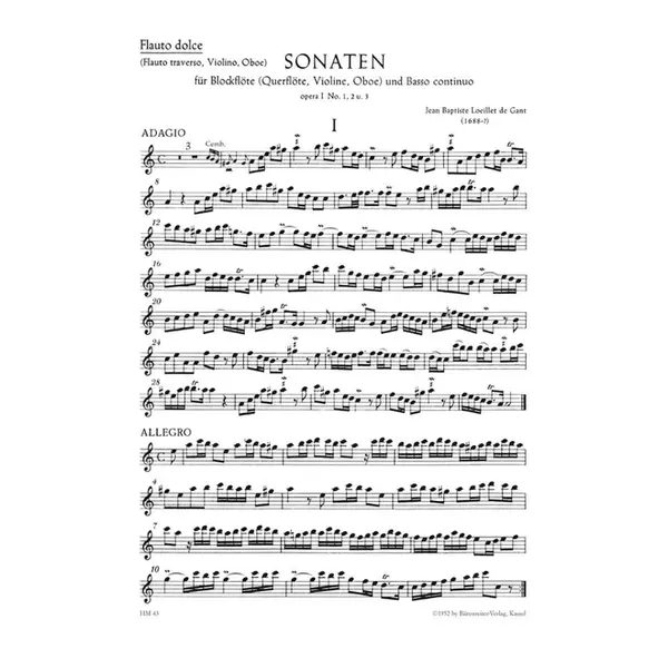 Sonatas For Recorder - Vol.1 - Op. 1/1-3