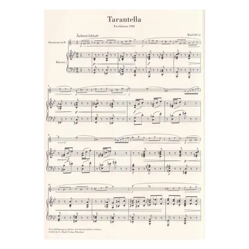 Tarantella And Album Leaf For Clarinet And Piano