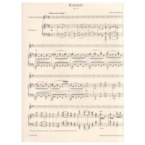 Concerto for violin and orchestra in D major op. 77- piano reduction