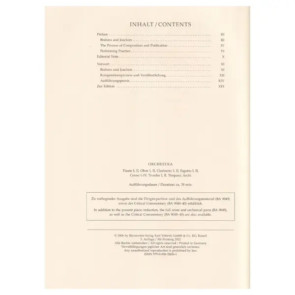 Concerto for violin and orchestra in D major op. 77- piano reduction
