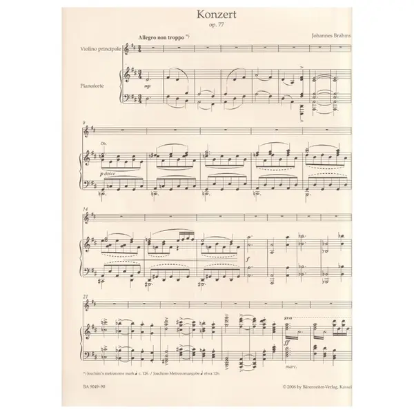 Concerto for violin and orchestra in D major op. 77- piano reduction
