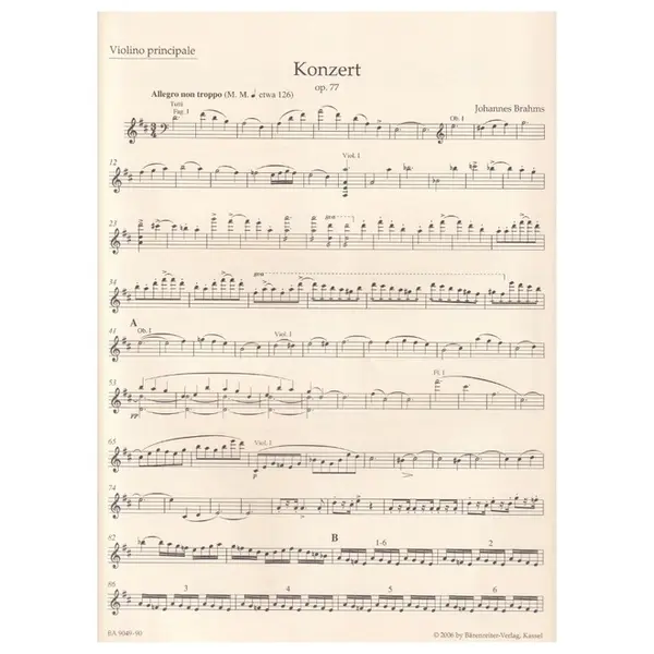 Concerto for violin and orchestra in D major op. 77- piano reduction