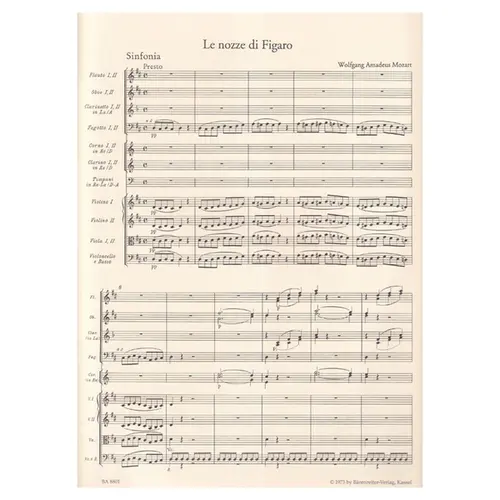 Le Nozze Di Figaro- Ouverture - Kv 492 - Score