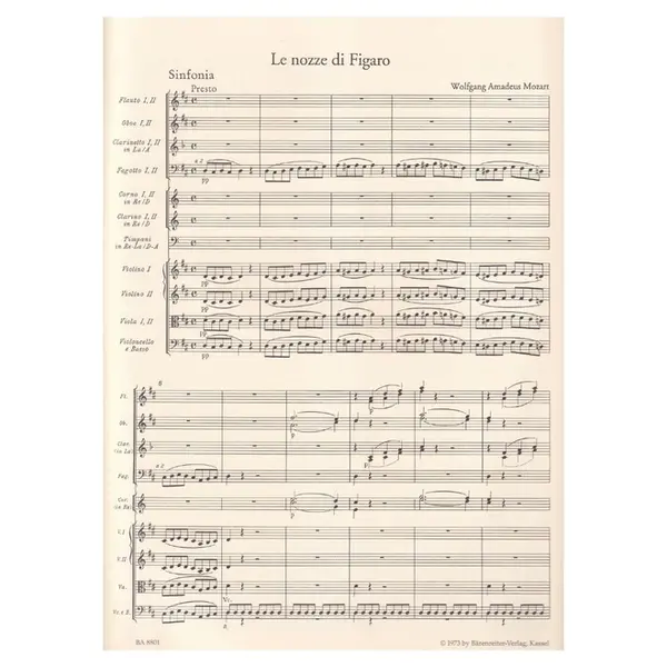 Le Nozze Di Figaro- Ouverture - Kv 492 - Score