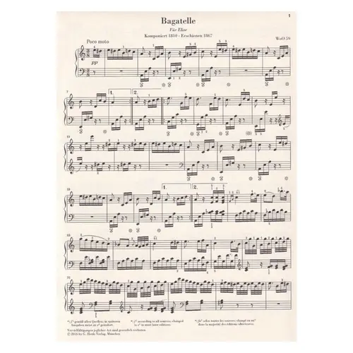 Bagatelle In A Minor Woo 59 (Fur Elise)