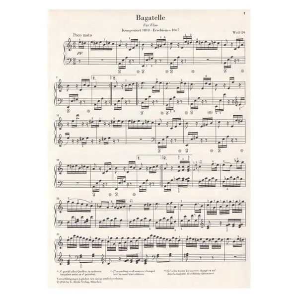 Bagatelle In A Minor Woo 59 (Fur Elise)