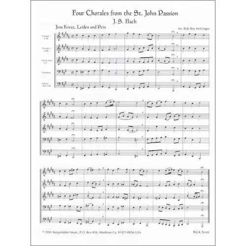 Four Chorales From The St.John Passion For Brass Quintet (Score+Parts)