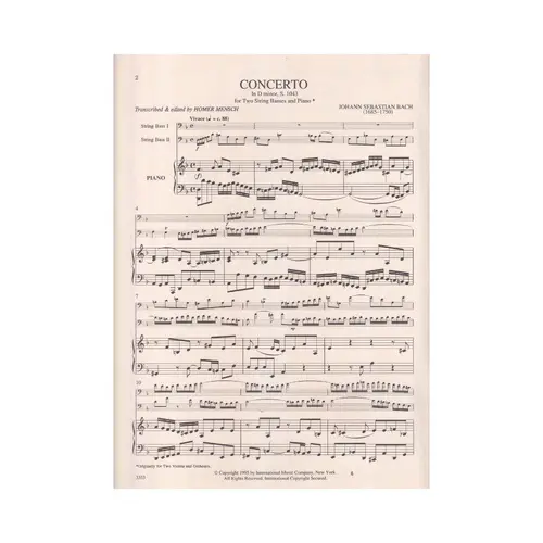 Concerto In D Minor For Two String Bas - S.1043