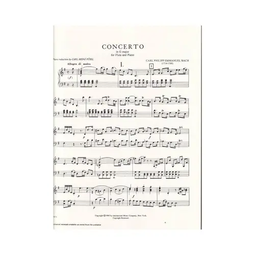 Concerto In G Major For Flute And Piano  (Rev. Rampal)
