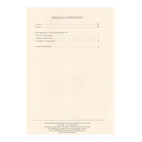 Drei Intermezzi - Op. 117