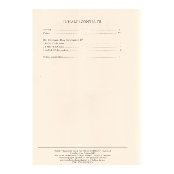 Drei Intermezzi - Op. 117