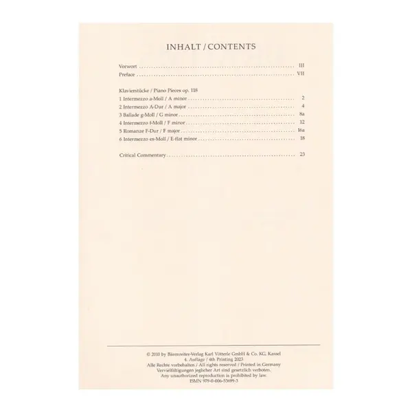 Piano Pieces - Op.118