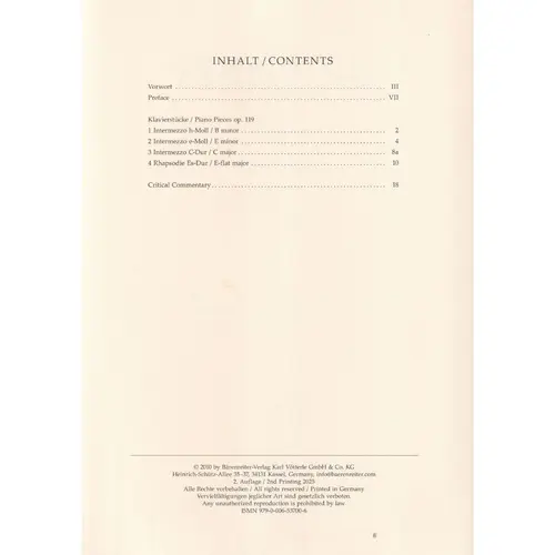 Piano Pieces op. 119