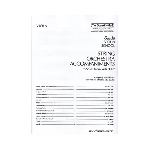 String Orchestra Accompaniments-Suzuki Violin V.1 E 2 (Viola)