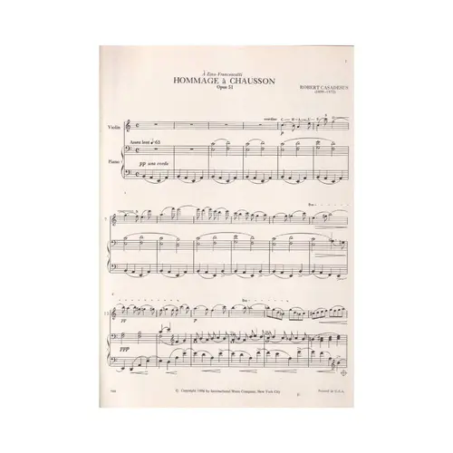 Hommage A Chausson For Violin