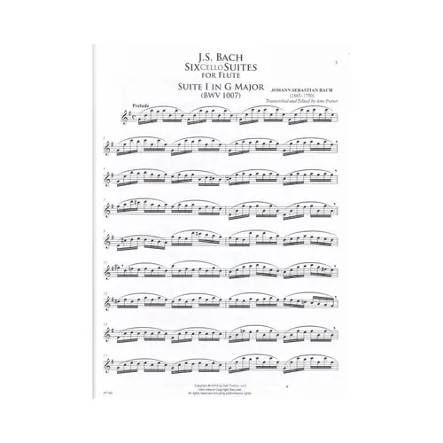 Six Cello Suites For Flute Transcribed And Edited By Amy Porter