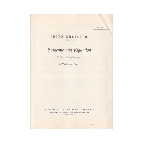 Sicilienne Und Rigaudon