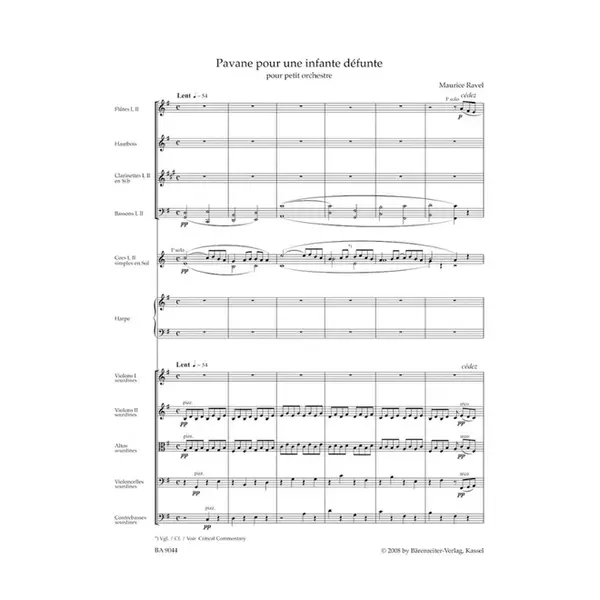 Pavane Pour Une Infante Defunte Pour Petit Orchestre - full score
