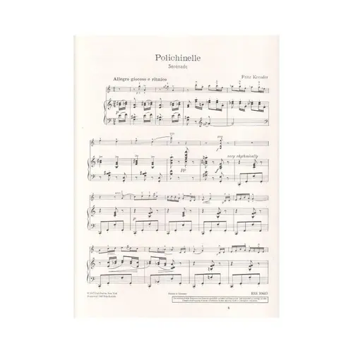 Polichinelle Serenade For Violin And Piano