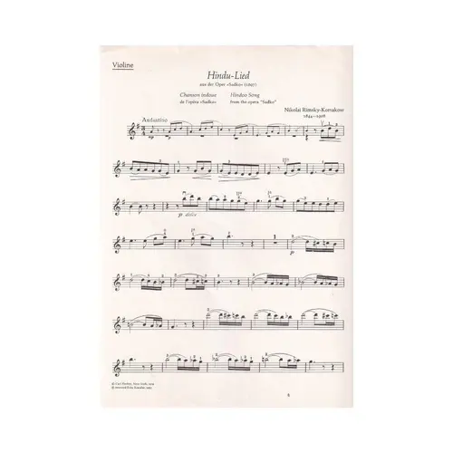 Hindu-Lied (Opera Sadko)  -  Violino