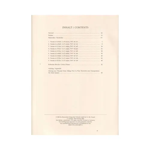 Nine Sonatas for two transverse flutes without figured bass - Twv 40: 141-149