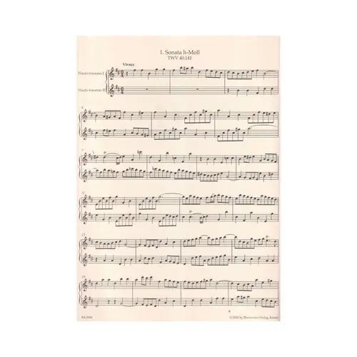 Nine Sonatas for two transverse flutes without figured bass - Twv 40: 141-149
