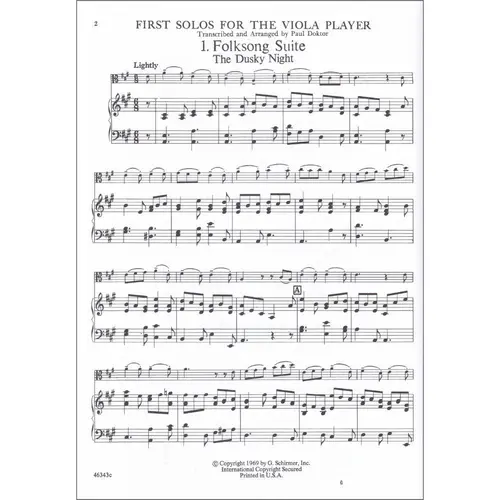 First Solos For The Viola Player (In First Position)