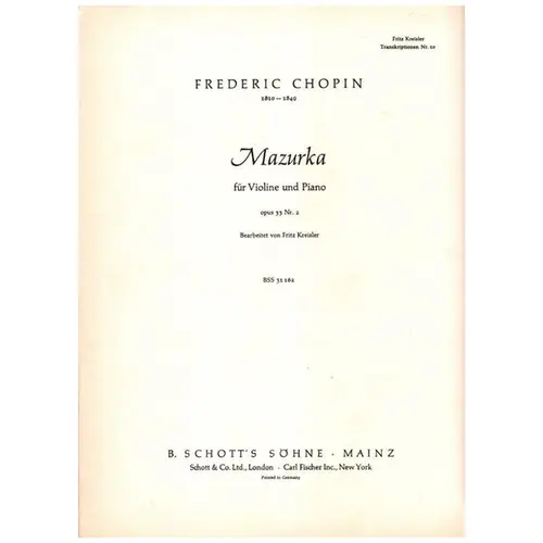 Mazurka Fur Violine und piano - Op.33 N.2