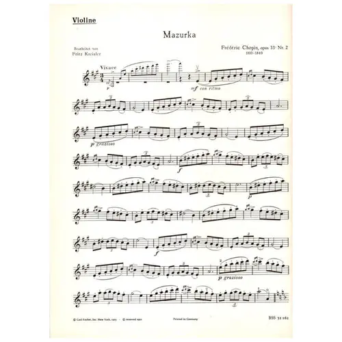 Mazurka Fur Violine und piano - Op.33 N.2