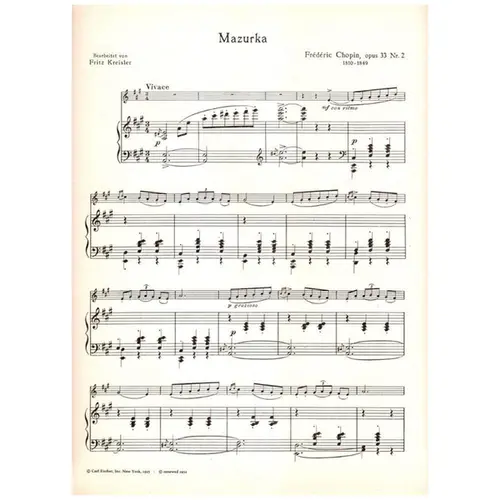 Mazurka Fur Violine und piano - Op.33 N.2