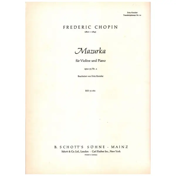 Mazurka Fur Violine und piano - Op.33 N.2