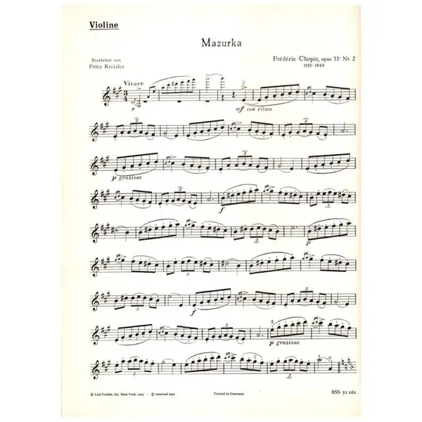 Mazurka Fur Violine und piano - Op.33 N.2