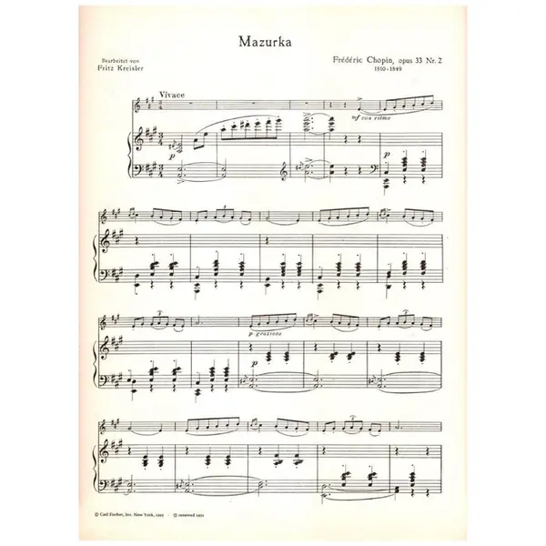 Mazurka Fur Violine und piano - Op.33 N.2