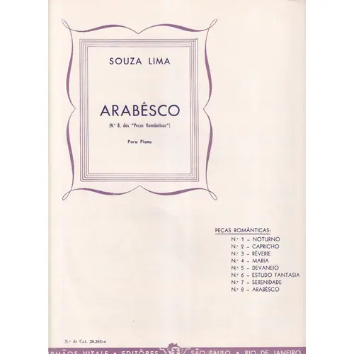 Arabesco (N.8 Das Peças Românticas) - Exemplar Antigo