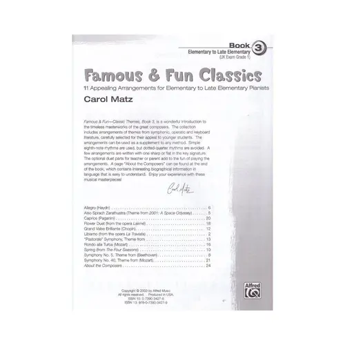 Famous E Fun Classics, Book 3