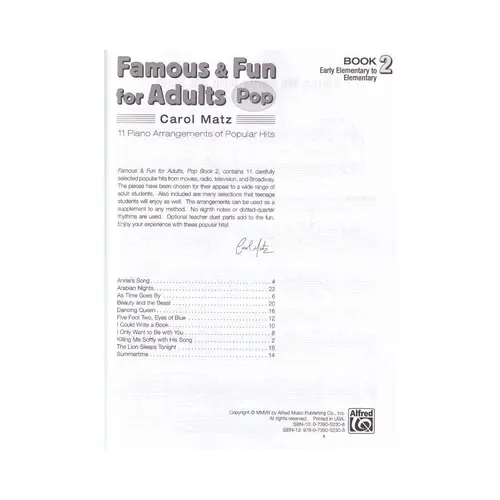 Famous E Fun For Adults - Pop, Book 2