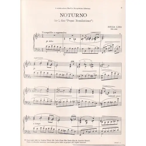 Noturno N.1 (Das Peças Romanticas) - Exemplar Antigo