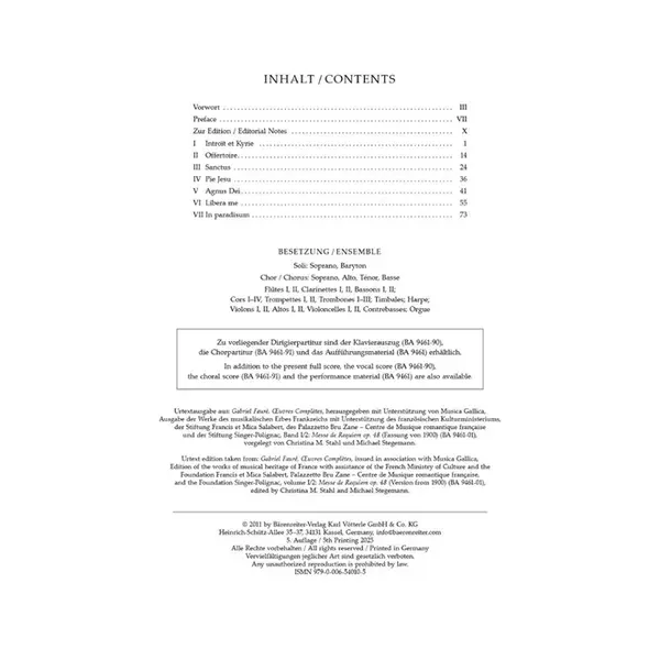 Messe De Requiem Op.48 - Score