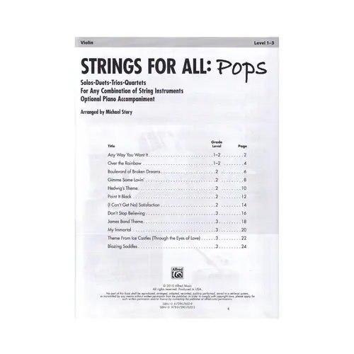 Strings For All : Pops - Violin Level 1-3