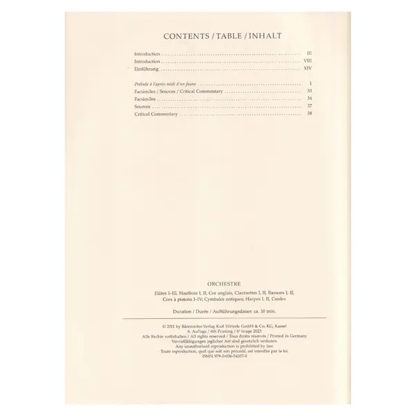 Prélude à L'après-midi d'un faune pour orchestre - Score