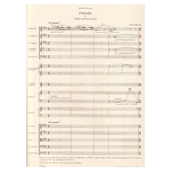 Prélude à L'après-midi d'un faune pour orchestre - Score